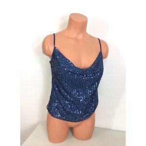 Stradivarius Blue Sequin Camisole Top Womens Medium